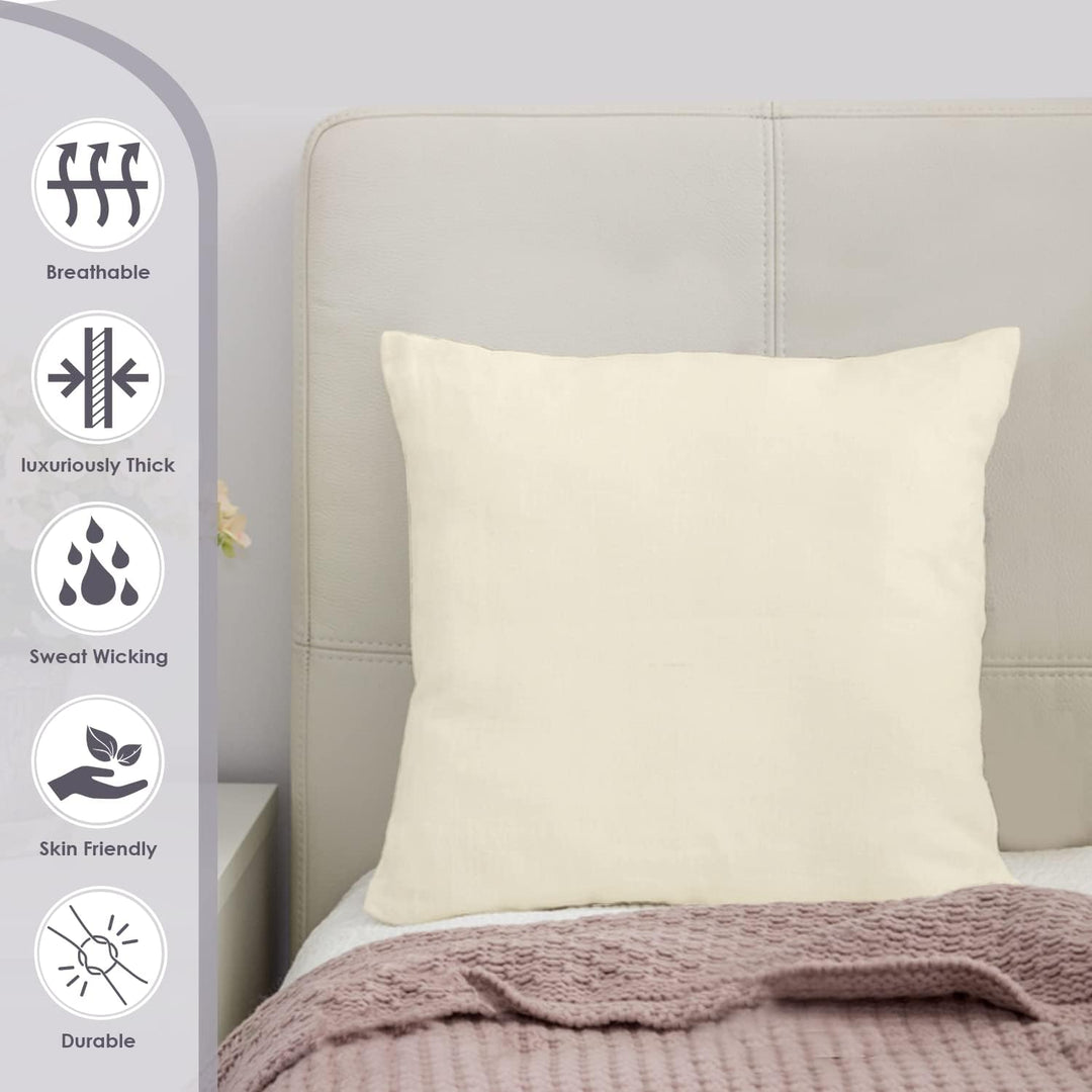 Pizuna Luxuriöser Soft-Satin 2er Pack Kissenbezug 80 x 80 cm Nieuw ivoor, 800 Fadenzahl Baumwolle Qu