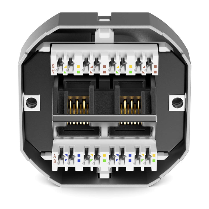 deleyCON 4x CAT6a Netzwerkdose 2x RJ45 Buchse Geschirmt Unterputz Montage 10 Gbit Ethernet Netzwerk