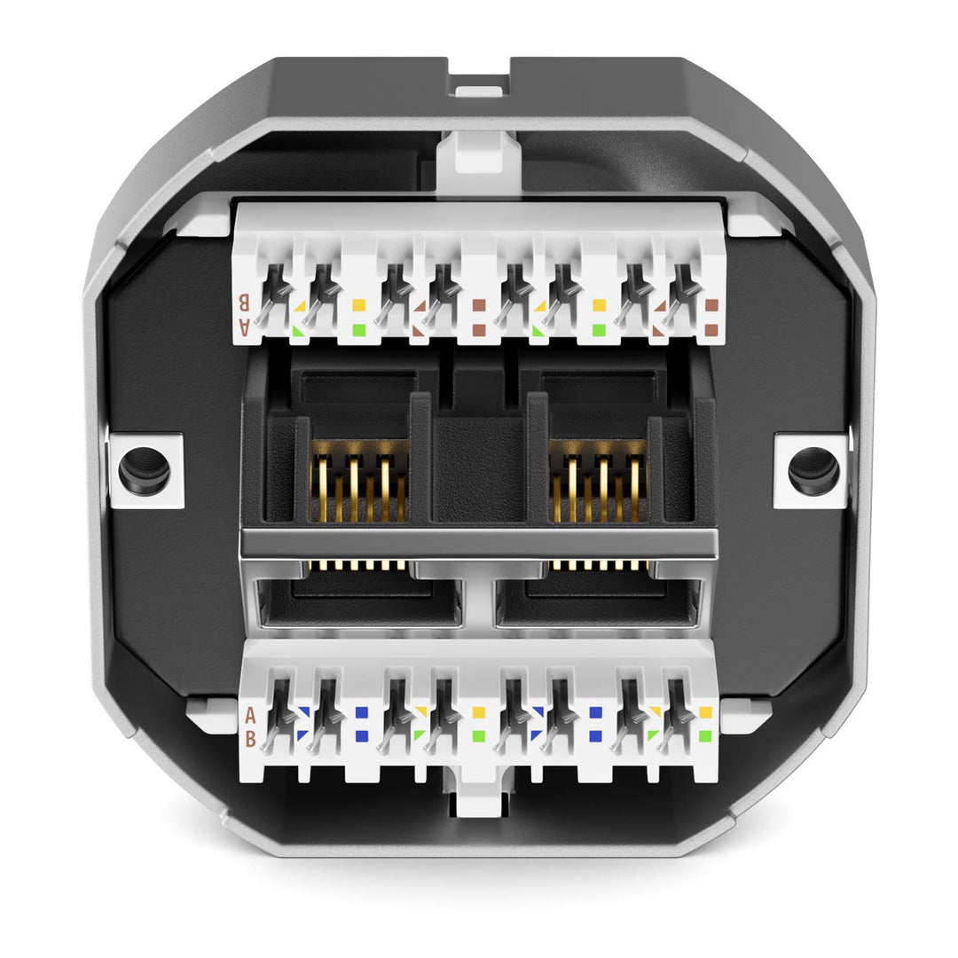 deleyCON 5x CAT6a Netzwerkdose 2x RJ45 Buchse Geschirmt Unterputz Montage 10 Gbit Ethernet Netzwerk