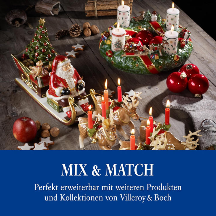 Villeroy & Boch – Christmas Toys Memory Spieluhr "Santas Schlittenfahrt", Weihnachtsfigur mit Kerzen