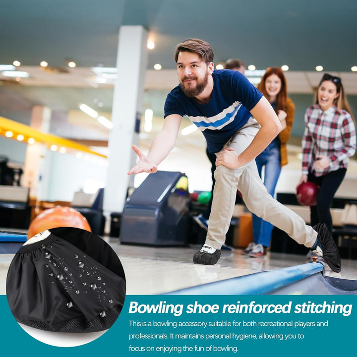2 Paar schwarze Bowling-Schuhüberzüge mit Grösse L, rutschfeste Schuh-Schutzabdeckung, einfach anzuz