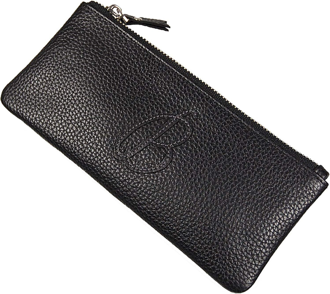 Kosmetiktasche Leder Kosmetiketui Schminktasche Stifteetui Make up Beauty Tasche GoBago (Schwarz), S