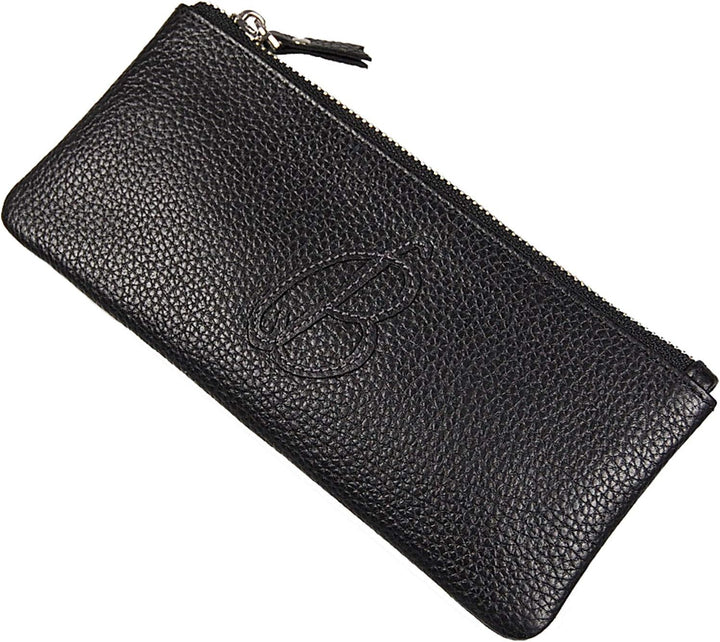 Kosmetiktasche Leder Kosmetiketui Schminktasche Stifteetui Make up Beauty Tasche GoBago (Schwarz), S
