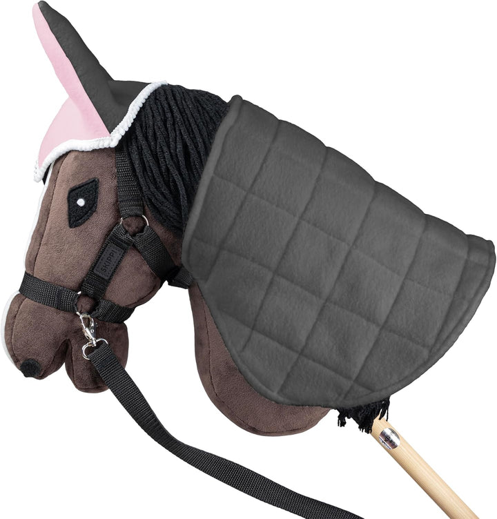 SKIPPI Wendbare Decke und Fliegenhaube für Hobby Horse – Rosa und Graue, Hobby Horse Zubehör, Zweifa