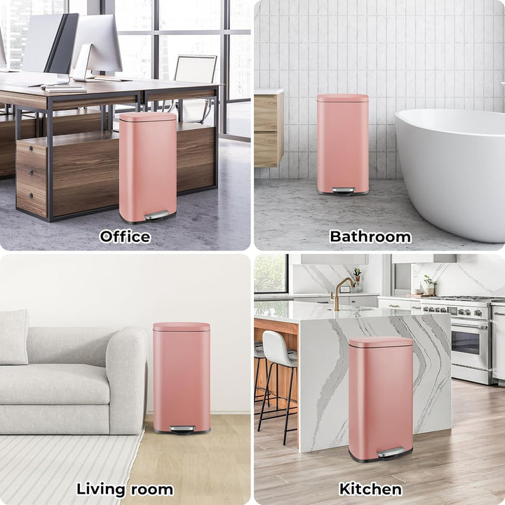 LIFERUN Mülleimer Küche 30l, Abfalleimer mit Deckel, Softclose Treteimer aus Stahl, mit Inneneimer f