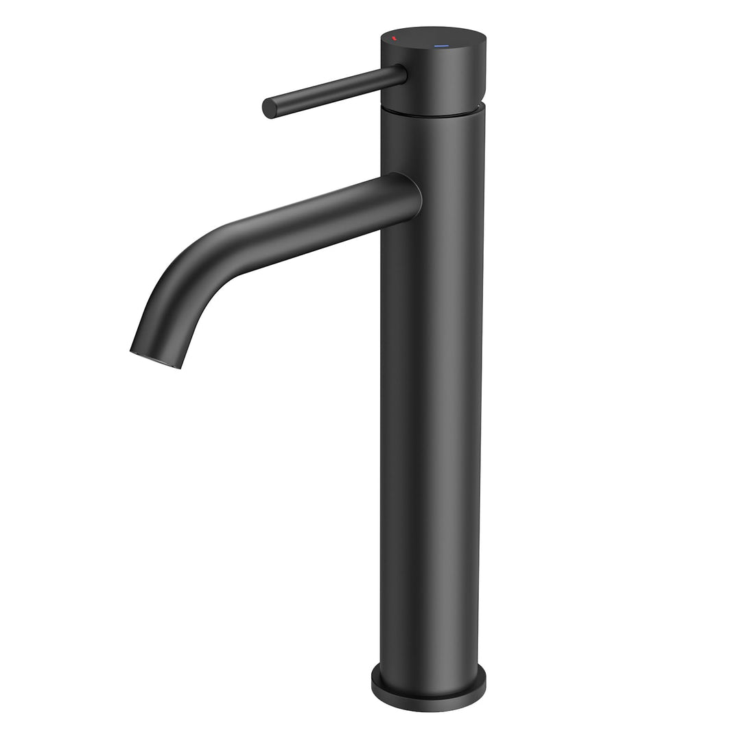 FORIOUS Wasserhahn Bad, Waschtischarmatur Hoch Waschbecken Armaturen in Schwarz mit Auslaufhöhe 190