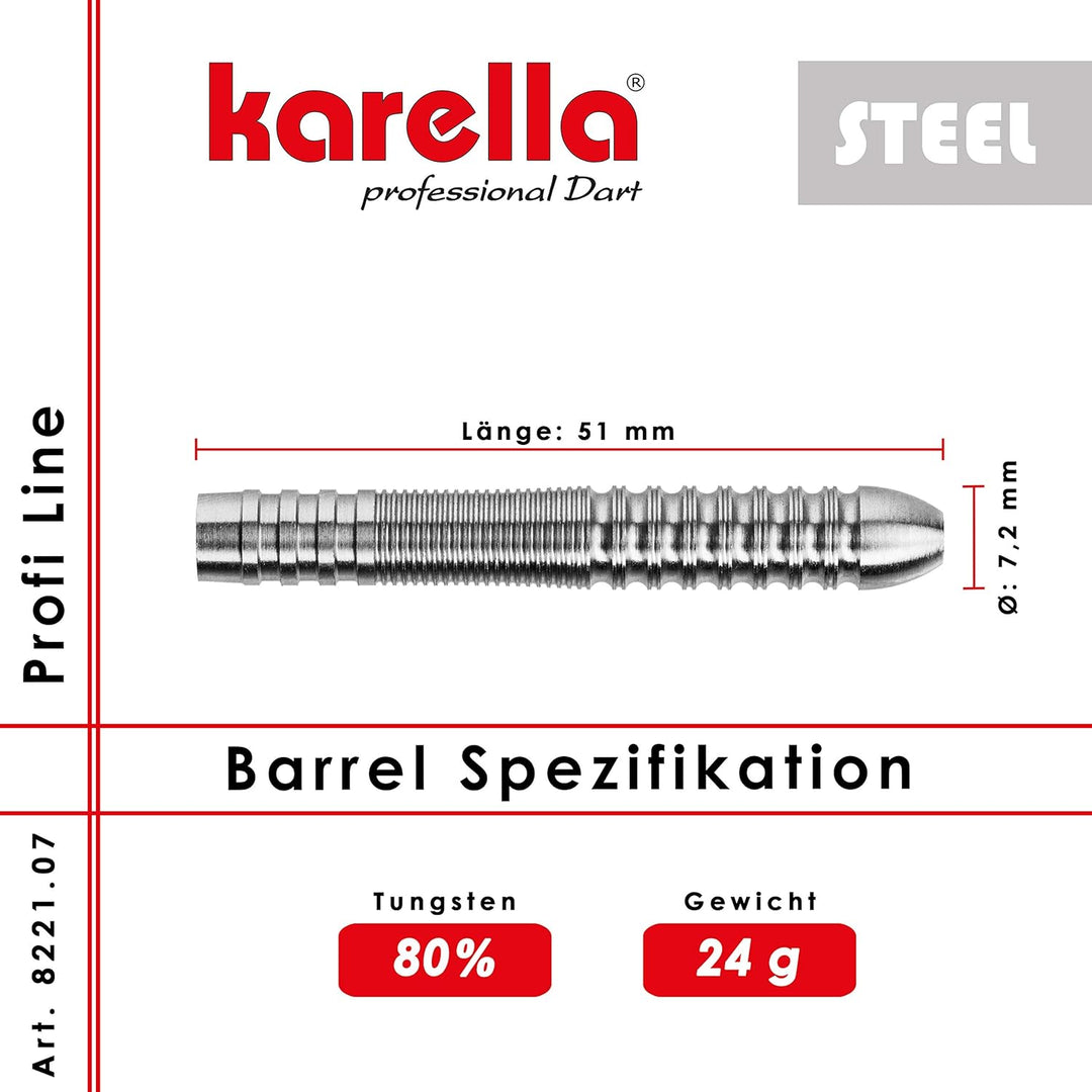 Karella Profi Line Steelbarrels | 80%, 90% Tungsten | Verschiedene Gewichte 21g, 22g, 23g, 24g, 25g