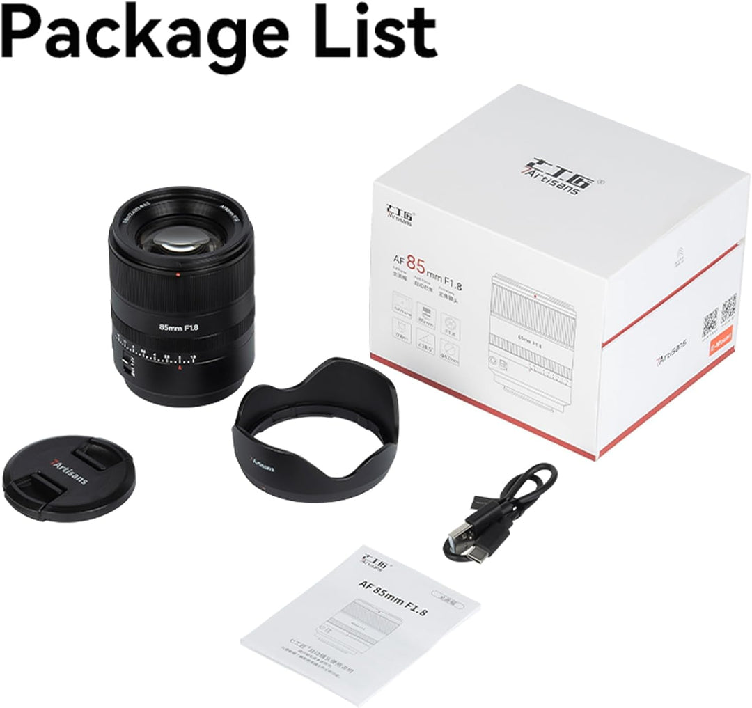 7artisans AF 85 mm f1.8 Full Objektivrahmen kompatibel mit Sony E Bajonett, grosse Blende, Feineinst