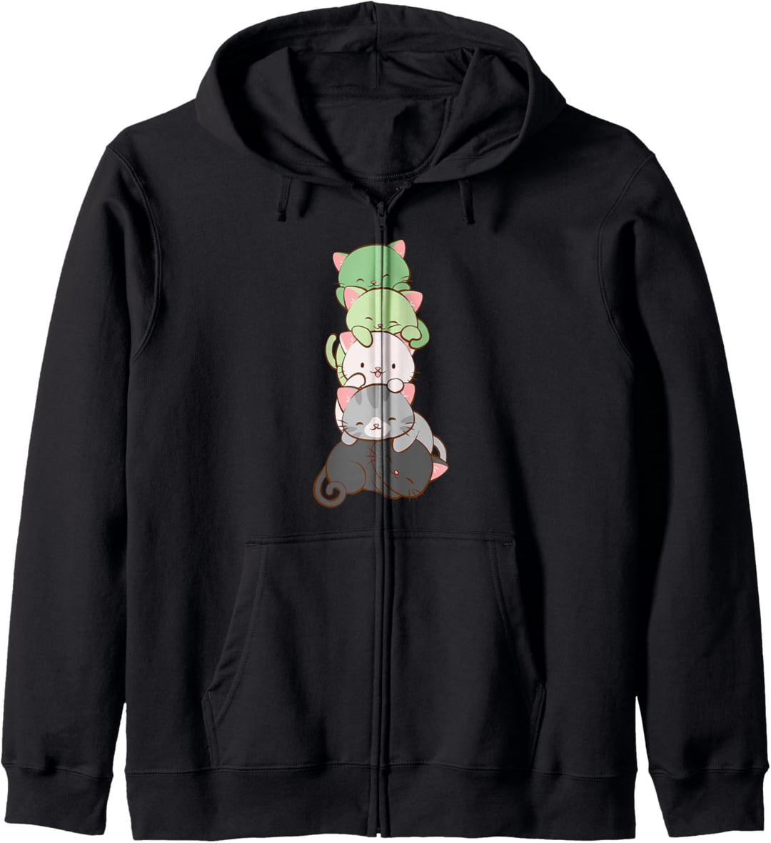 Aromantic Pride Kawaii Katzen - Süsse LGBTQ-Anime-Kunst Kapuzenjacke