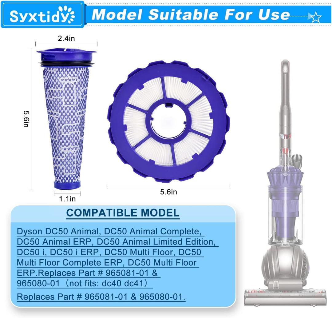 Ersatz-Hepa-Nachfilter und waschbares Vorfilter-Set für Dyson DC50, Animal und Multi Floor Kompletts