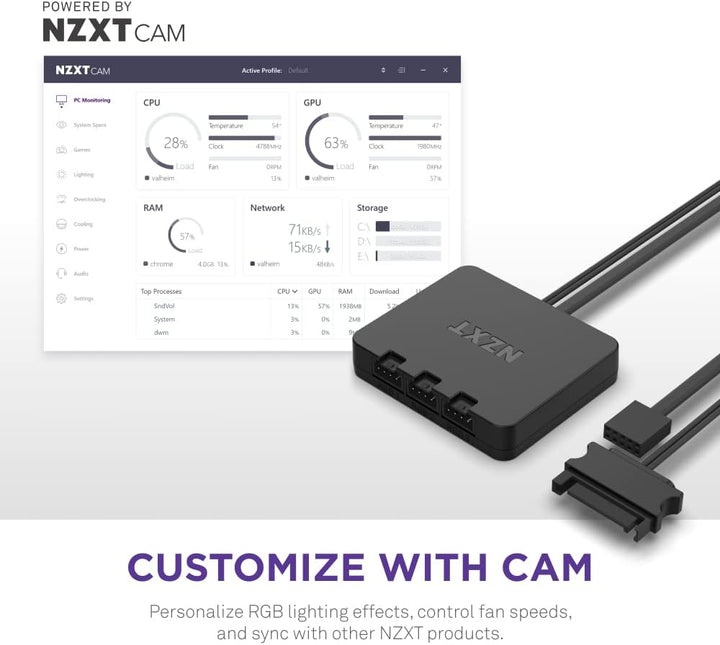 NZXT F120 RGB Duo – 120 mm doppelseitiger RGB-Lüfter – 20 individuell adressierbare LEDs – ausgewoge