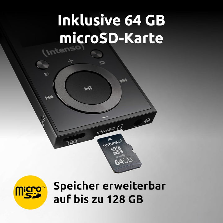 Intenso Video Scooter BT MP3 Player mit Bluetooth 5.0, 1,8 Zoll Farbdisplay, 64 GB microSD, USB-C, b