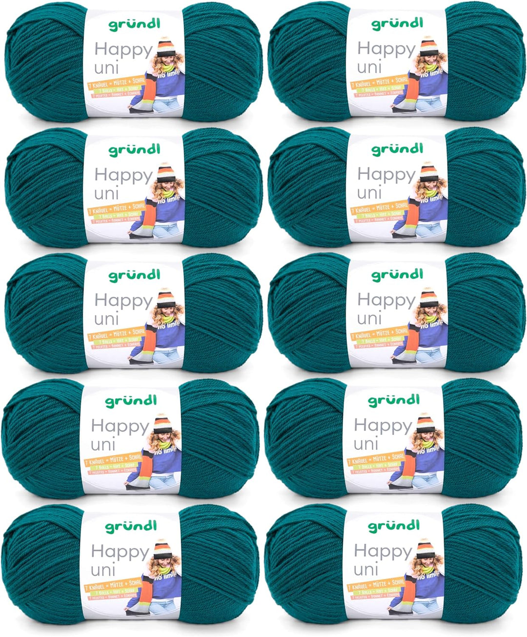 Gründl Happy uni (Strick- und Häkelgarn mit wollartigem Charakter aus 100 % Polyacryl, Anti-Pilling,