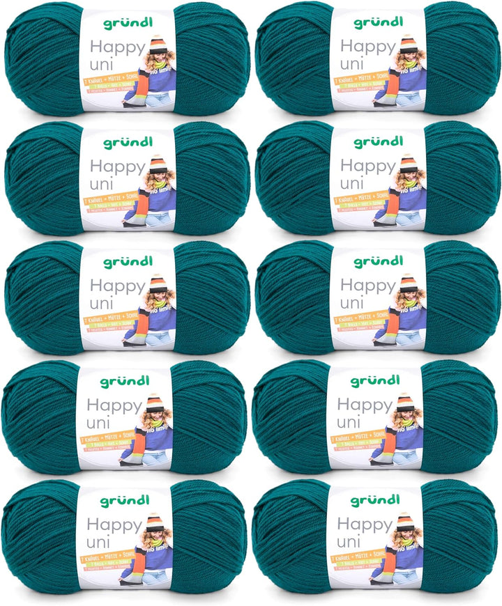 Gründl Happy uni (Strick- und Häkelgarn mit wollartigem Charakter aus 100 % Polyacryl, Anti-Pilling,