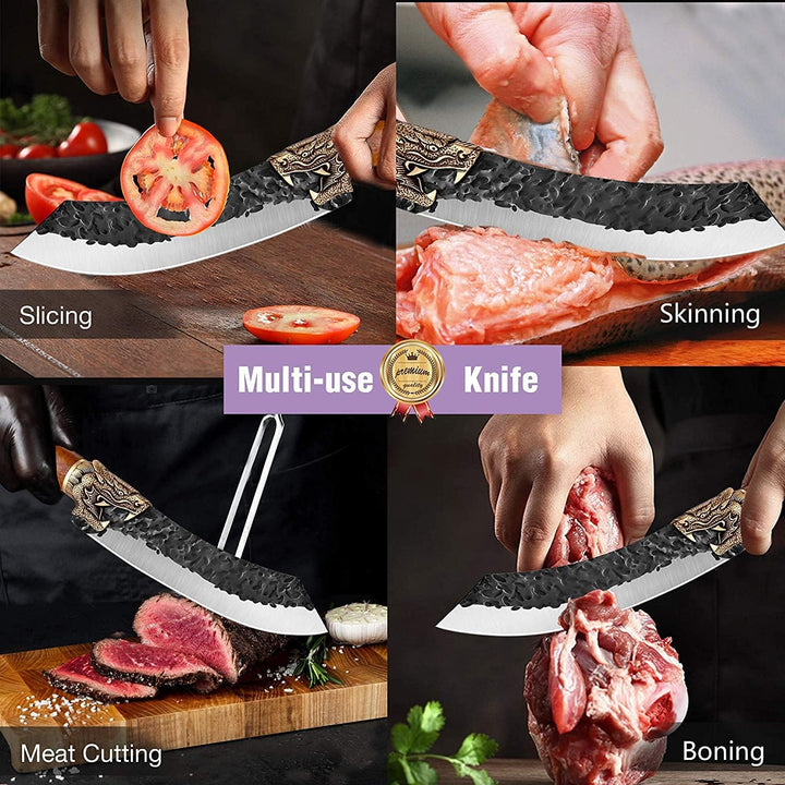 Ausbeinmesser kochmesser Hackmesser mit Lederhülle Fleischermesser Küchenmesser Outdoor-Messer für K