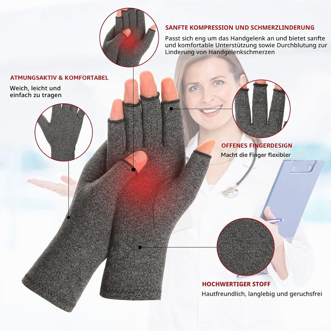 2 Paar Arthritis Kompressionshandschuhe für Damen und Herren, Karpaltunnelschmerzlinderung, fingerlo