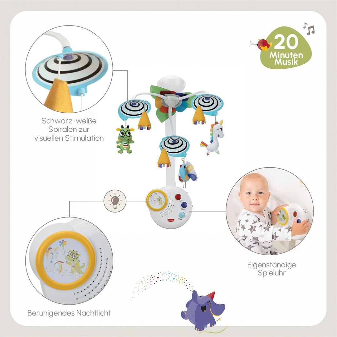 Tiny Love Classic Mobile, 2-in-1 Musik Mobile Baby Elektrisch, 0+ Monate, in ein Mobile Babybett für