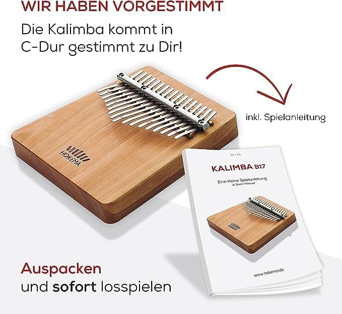 HOKEMA Kalimba B17 Mini - Nachhaltig in Deutschland produziertes Musikinstrument - Finger Piano mit