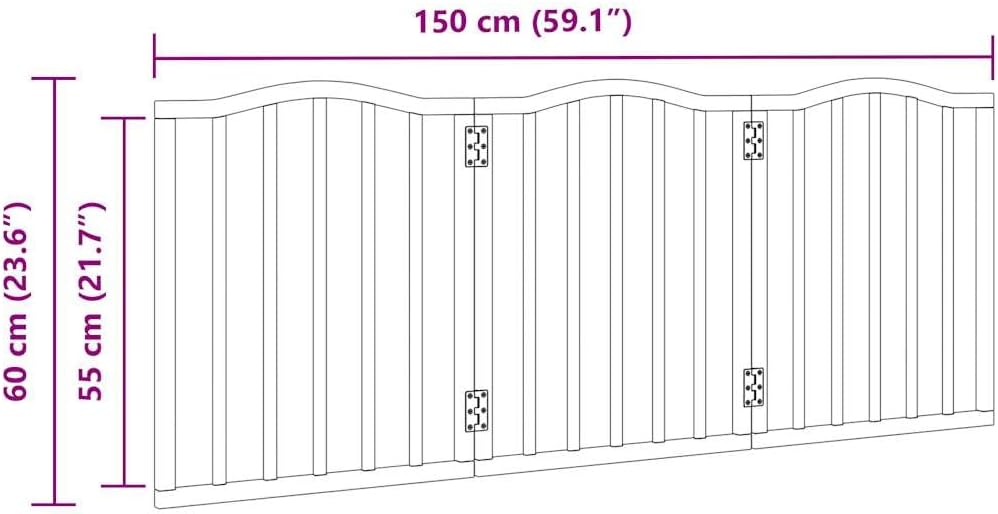 3-TLG. Hundetor faltbar Braun Eiche-Optik aus Pappelholz 150 cm freistehend für kleine und mittelgro