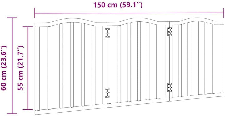 3-TLG. Hundetor faltbar Braun Eiche-Optik aus Pappelholz 150 cm freistehend für kleine und mittelgro