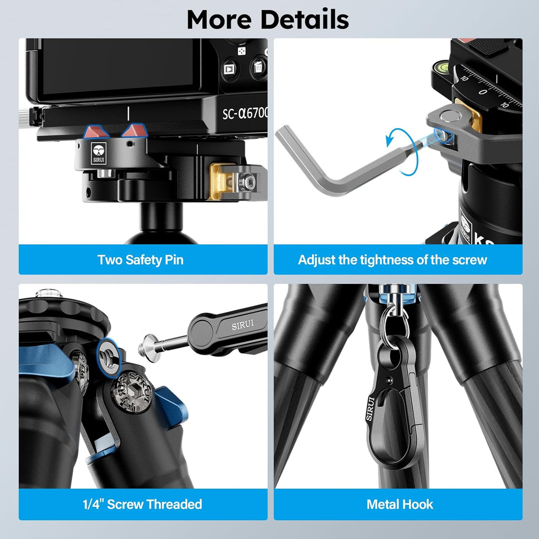 SIRUI 130cm Carbon Reisestativ AM-284 Fotostativ, Kompaktes Professionelles Stativ Kamera mit KS-30