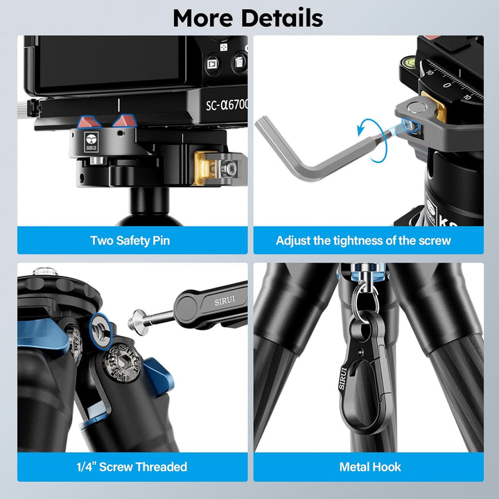 SIRUI 130cm Carbon Reisestativ AM-284 Fotostativ, Kompaktes Professionelles Stativ Kamera mit KS-30