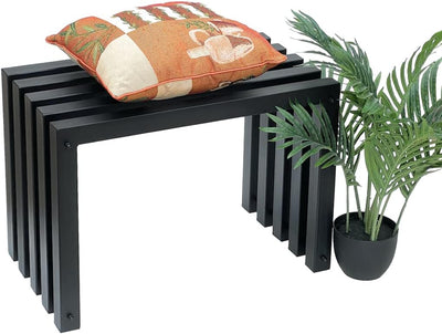 DanDiBo Hocker Metall Schwarz Sitzbank Massiv Wetterfest 60 cm Sitzhocker 96446 Modern Bank Lamellen