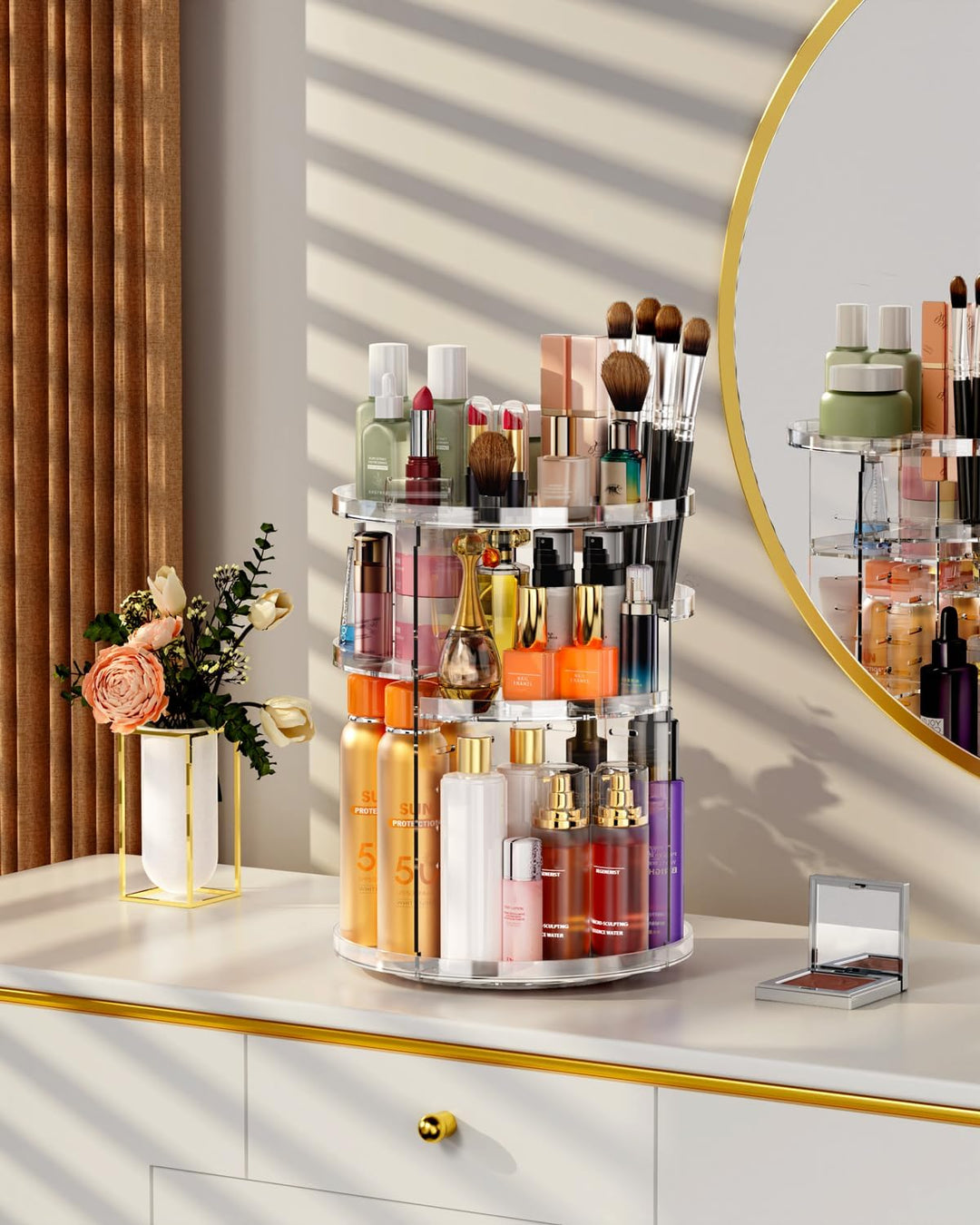 Make Up Kosmtik Organizer, 360° Drehbar Skincare Organizer, Multifunktion Schmink Aufbewahrung, Vers