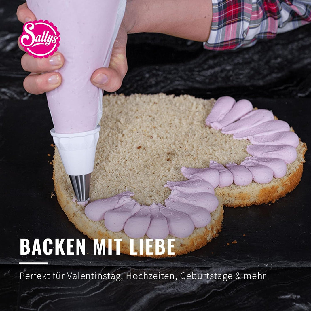 Sallys Backform Herz 28 x 8 cm, Kuchenform Herz, Antihaft Herzform aus rostfreiem Edelstahl, Herzbac