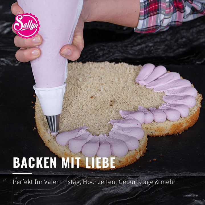 Sallys Backform Herz 28 x 8 cm, Kuchenform Herz, Antihaft Herzform aus rostfreiem Edelstahl, Herzbac