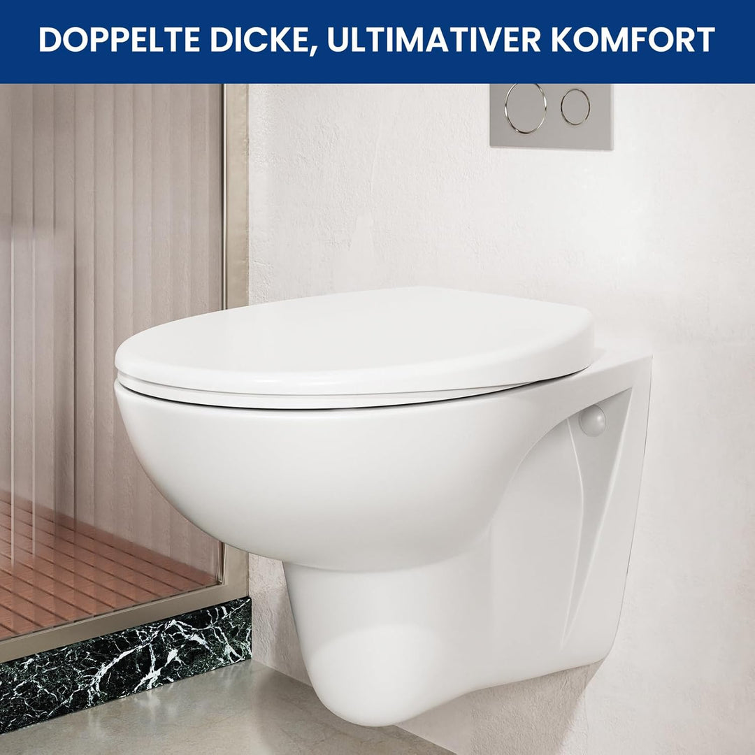 CECIPA Toilettendeckel mit Absenkautomatik, WC Sitz Oval, Klodeckel Absenkautomatik, Klobrille Weiss