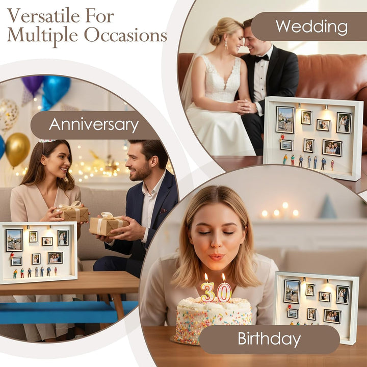 DIY Mini Museum Bilderrahmen, Museum of Us, Shadow Box Bilderrahmen Vintage Set mit Licht, 7 Mini-Ra