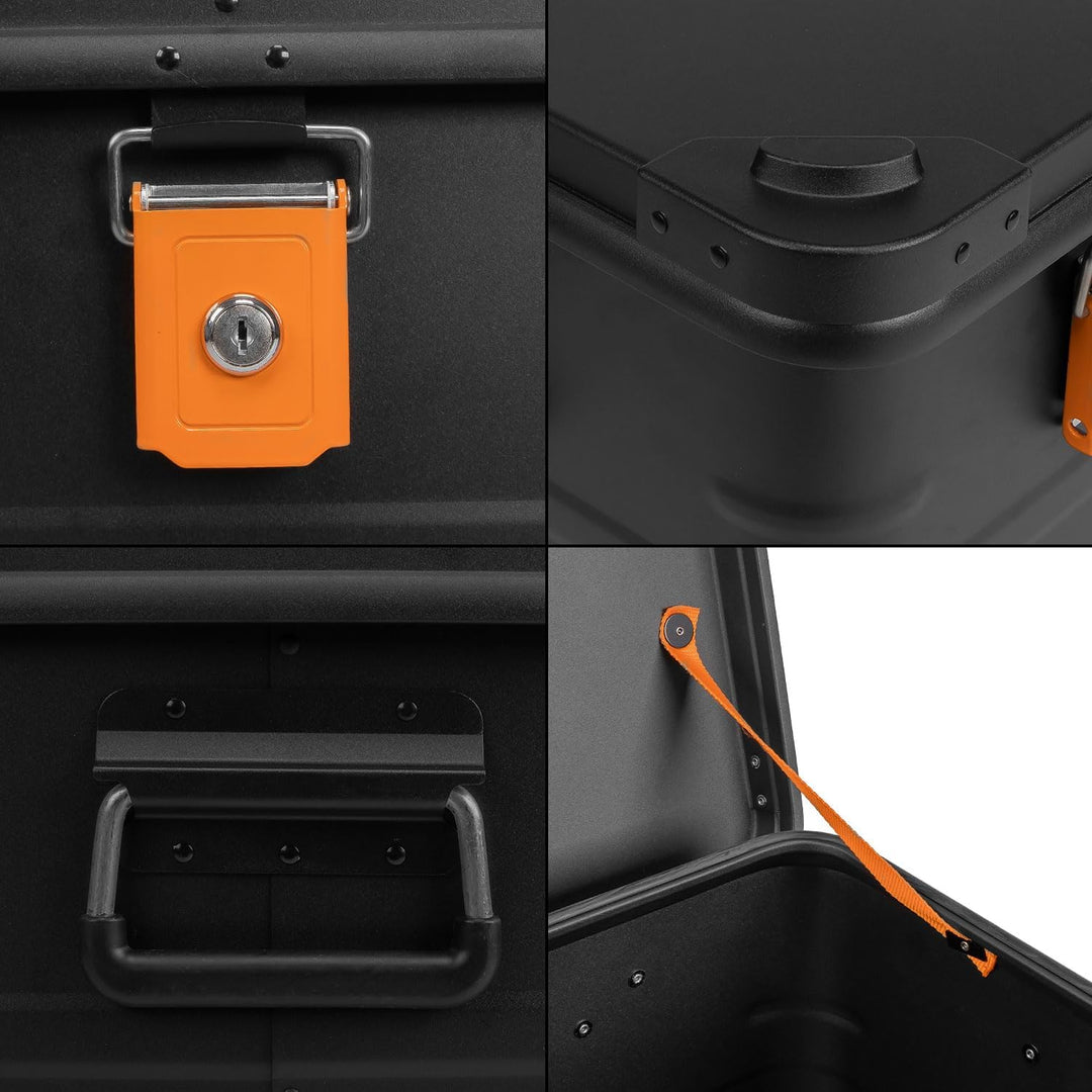 Alubox Alukiste abschliessbar E141B - Premium Aluminium Lagerbox 141 Liter - Deckel mit Aluminium Dr