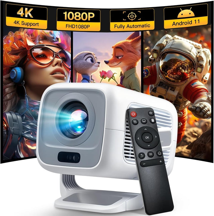 Smart Beamer Integrierte Apps Native 1080P 4K kompatibel 12000 Lumens, Autofokus Keystone Mini Proje