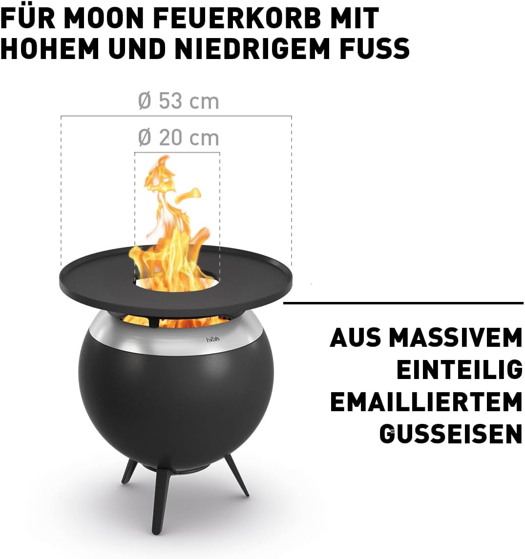 höfats - MOON 45 Plancha - durchgehende Grillplatte aus emailliertem Gusseisen - optimale Wärmespeic