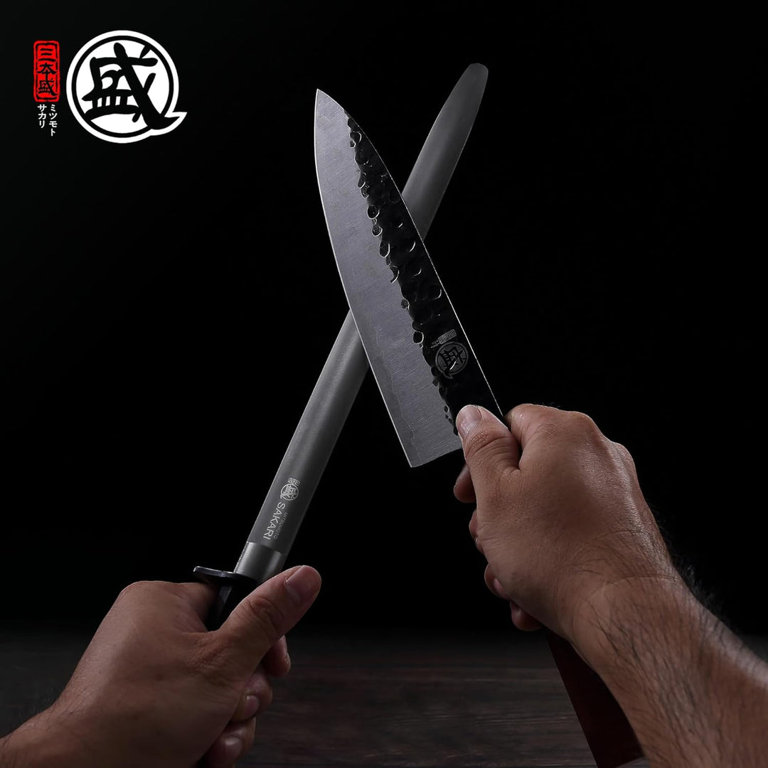 MITSUMOTO SAKARI 44 cm japanischer Wetzstahl, geeignet für Messer, professioneller flacher Wetzstahl
