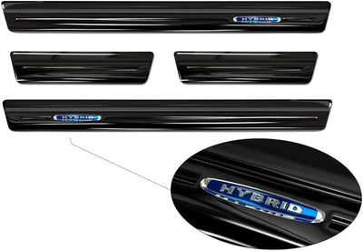 Black Inox door sill protectors compatible with Mazda CX-30 2019- 'Hybrid' - 4-pieces