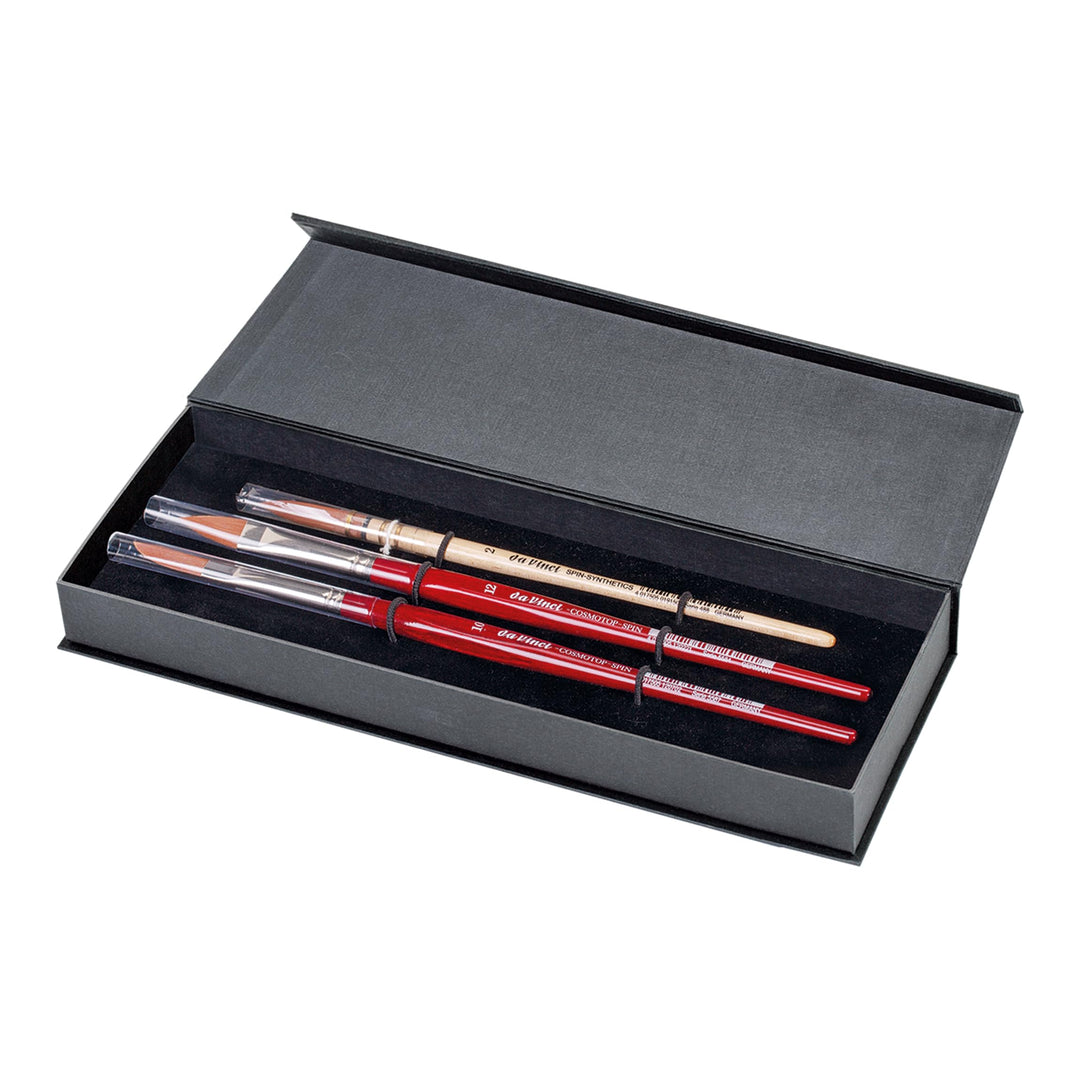 da Vinci Brushes 4252DV Watercolor Brush Set, Quill Size 2, Slant Size 10, Oval Size 12, Black 3 Eac