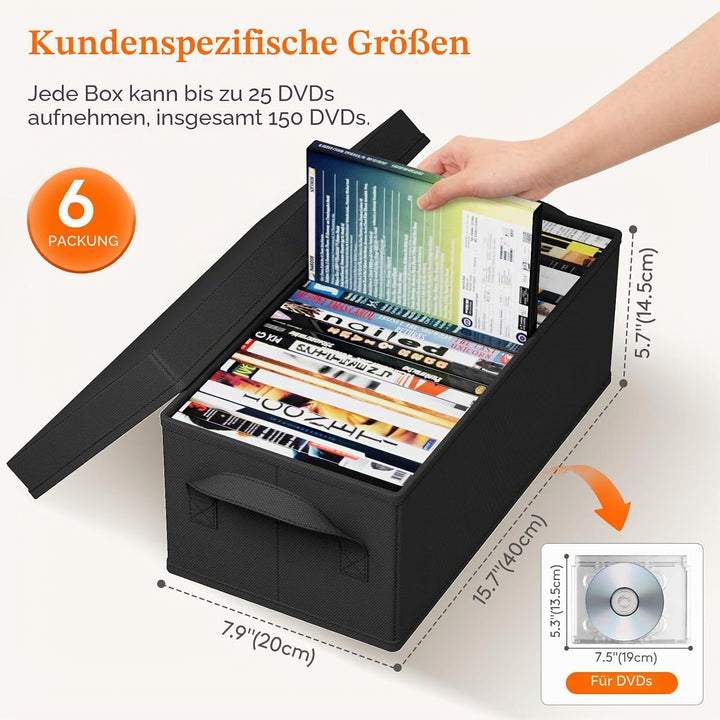 Lifewit DVD Aufbewahrungsbox, Stapelbarer DVD Aufbewahrungsbehälter, faltbarer DVD Behälter mit Deck