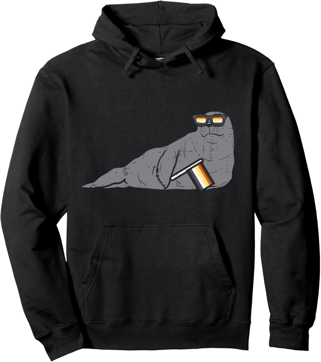Seal Animal Cute LGBTQ Gay Bear Flag Gay Pride Men Pullover Hoodie