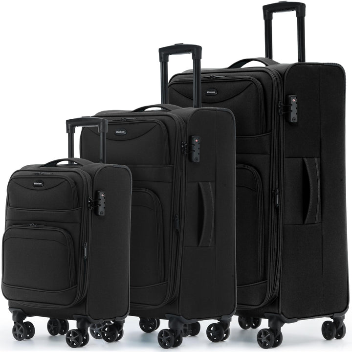 Stoffkoffer erweiterbar mit Frontfächern,15% Extra-Volumen, TSA-Schloss, 360° Doppelrollen & verdeck