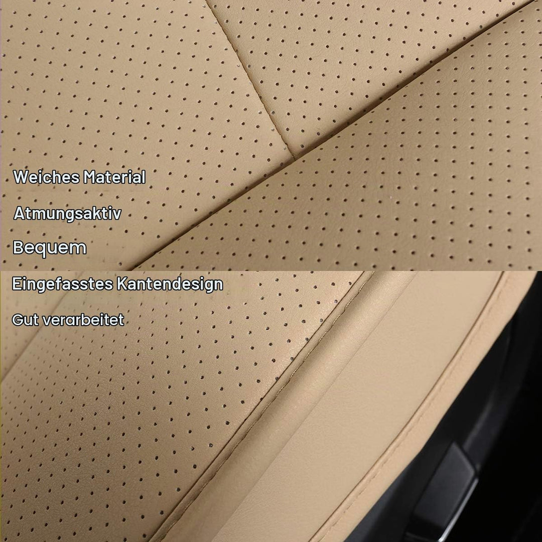 LUOLLOVE Sitzbezüge Auto Universal Leder Super Weich für Vordersitz 2PCS (Beige 52 x 51 cm) 2PCS Bei