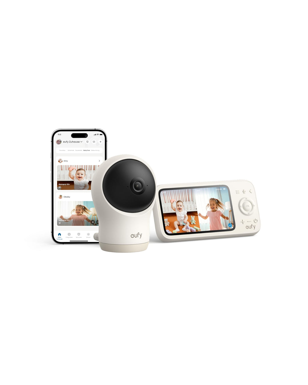 eufy Babyphone C10 mit 2KHDKamera, 4,5"Display, Schwenk‑Neige‑Funktion, 4×Zoom, Nachtsicht, HybridWL
