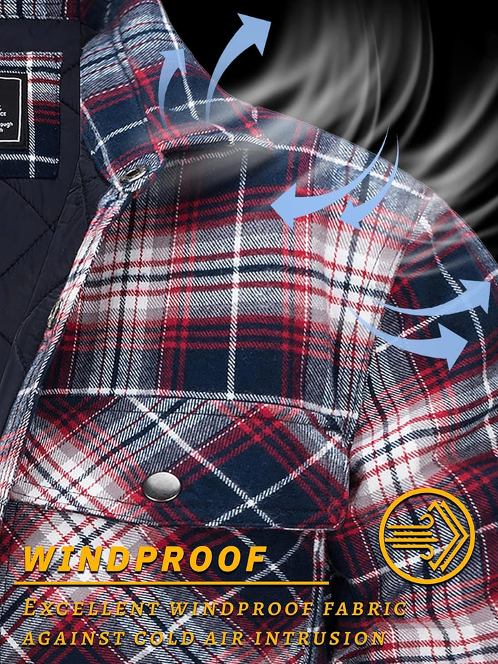 TACVASEN Herren Karierte Hemdjacke Flanellhemd Holzfällerhemd Thermohemd Jacke XL Rot Weiss, XL Rot