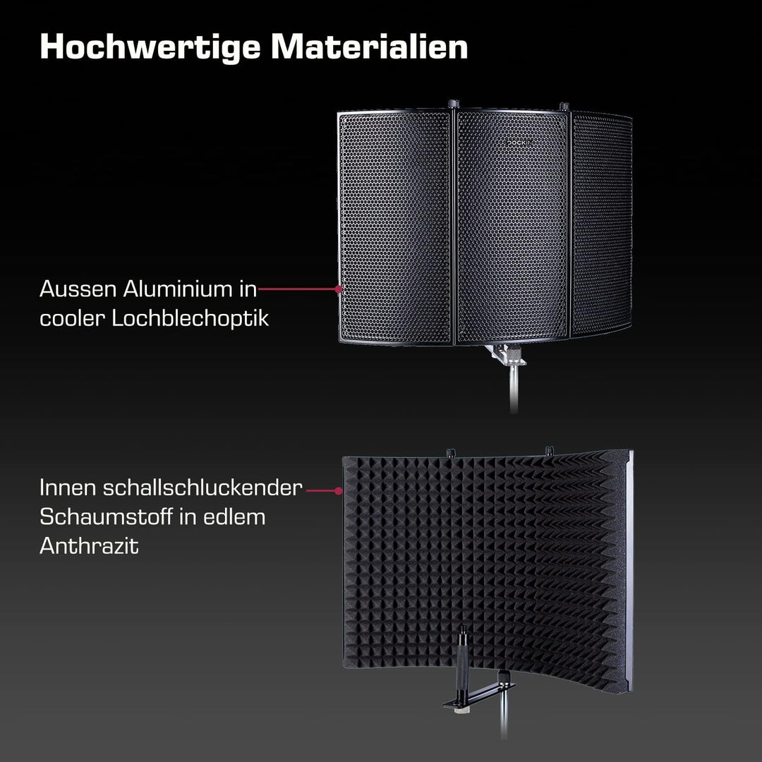 DOCKIN® 𝗣𝗥𝗘𝗠𝗜𝗨𝗠 Mikrofon Pop Filter Isolation-Schallschutz mit hochdichtem Akustikschaumstoff, 3 Sei