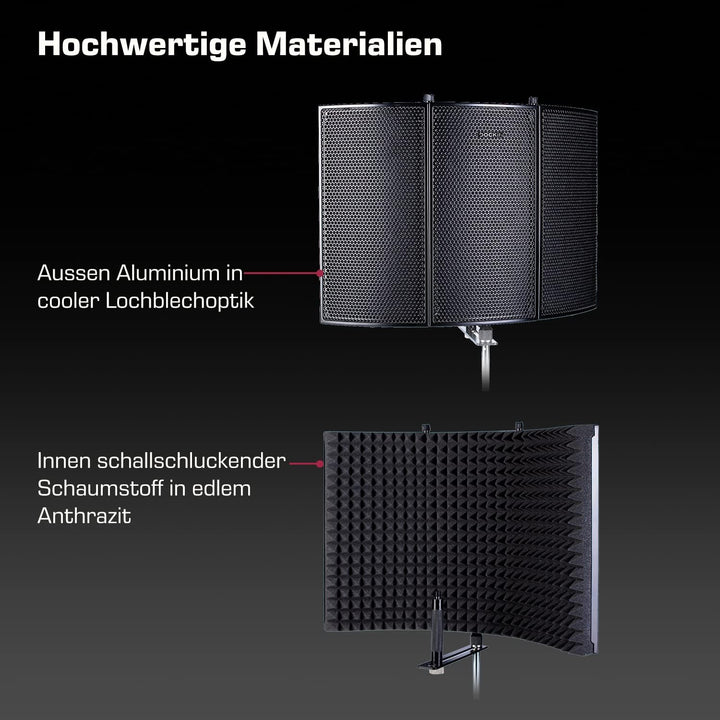 DOCKIN® 𝗣𝗥𝗘𝗠𝗜𝗨𝗠 Mikrofon Pop Filter Isolation-Schallschutz mit hochdichtem Akustikschaumstoff, 3 Sei