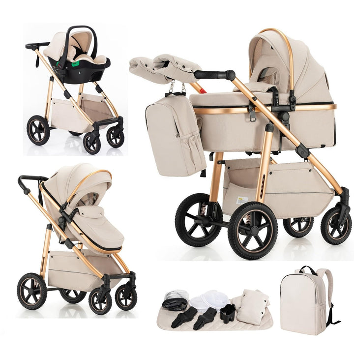 Kinderwagen 3 in 1, Kinderwagen & Buggys mit Autositz mit verstellbarem Griff, Wandelbare Kinderwage