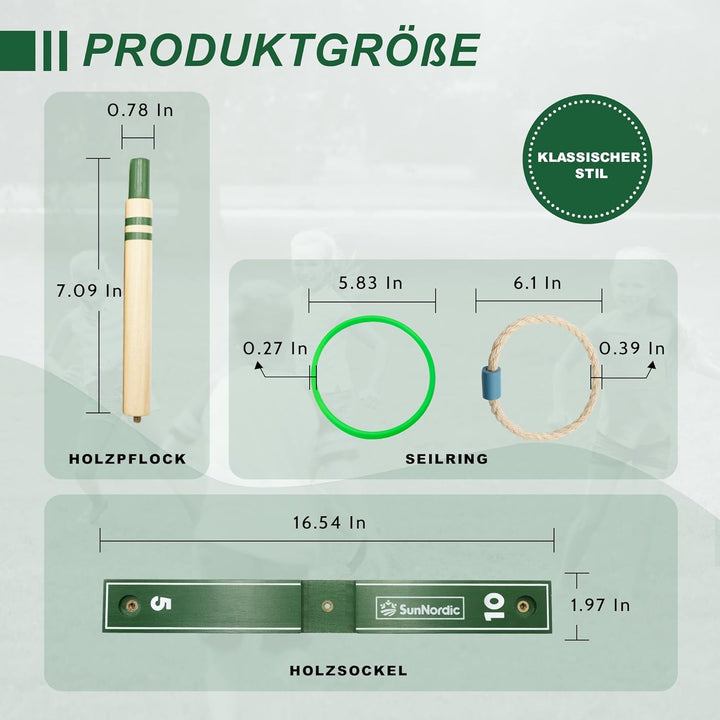 Ringwurfspiel-Set aus Holz, Strandspiel für Kinder, Erwachsene und die ganze Familie, inklusive Wurf