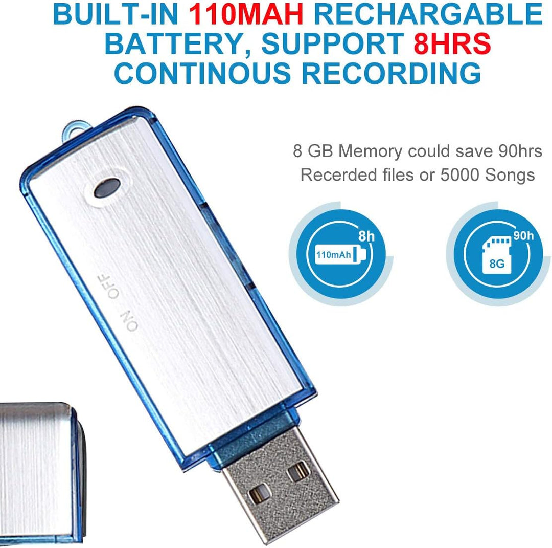 Lychee Digitales Diktiergerät Aufnahmegerät Mini Sprachrekorder 8GB - 90 Stunden Wiederaufladbare Tr