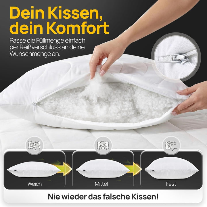 LILENO HOME Kopfkissen 50x70 cm [6er Set] als Kissen-Füllung - Bett oder Deko Kissen mit Reissversch